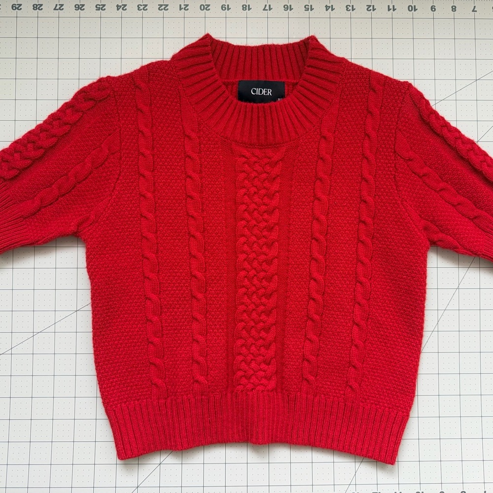 Cider Vibrant Red Cable Knit Sweater